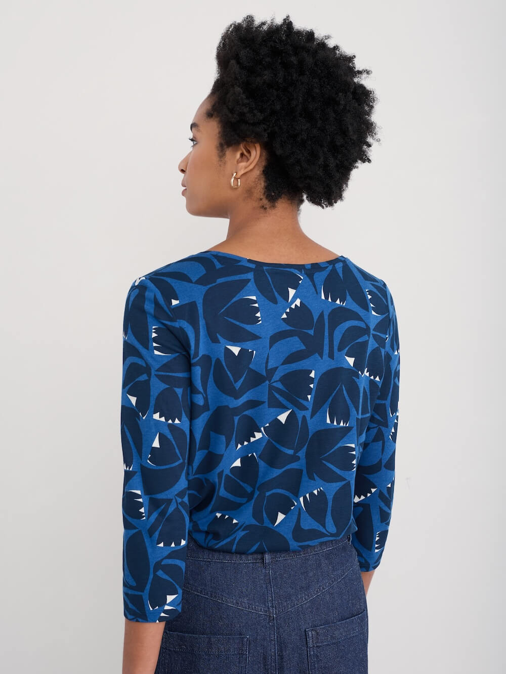 Seasalt - 3/4 Appletree Top - Floral Cutout Ink