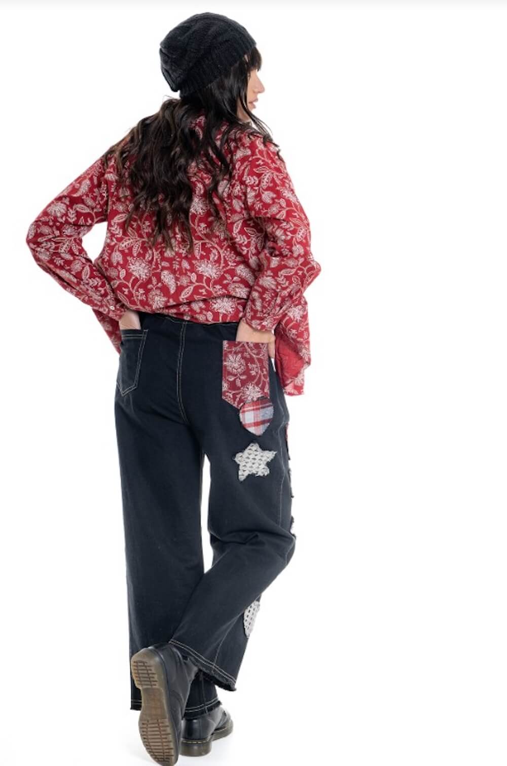 Cienna - Patchwork Jeans (CD-108) - Black