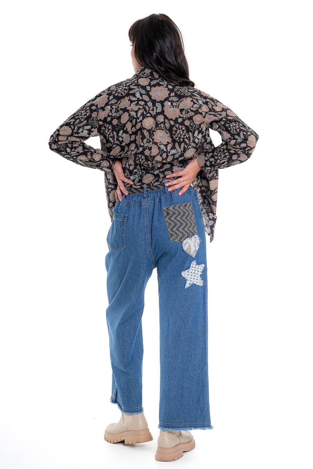 Cienna - Patchwork Jeans (CD-108) - Blue