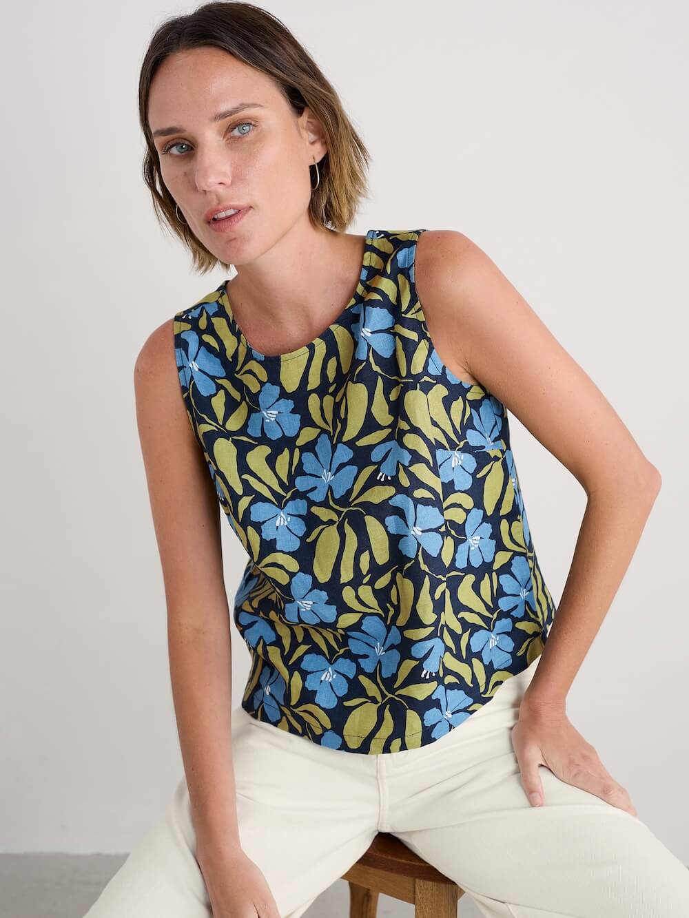 Seasalt - Colour Study Top - Leafy Floral Maritime