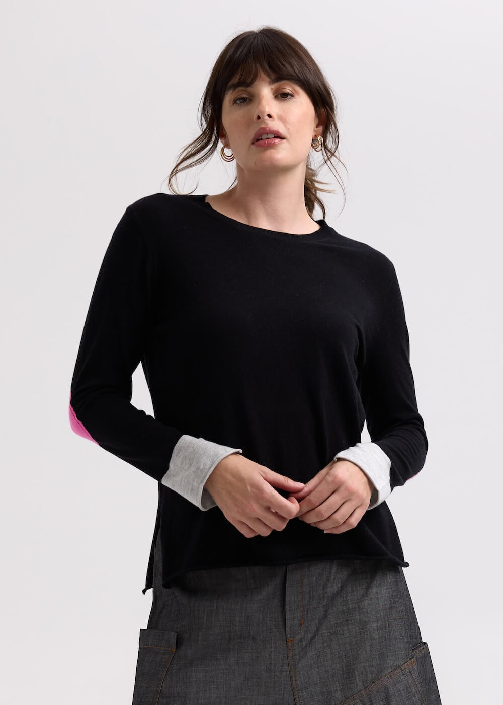 Zaket & Plover - Elbow Patch Jumper - Black ZP7706