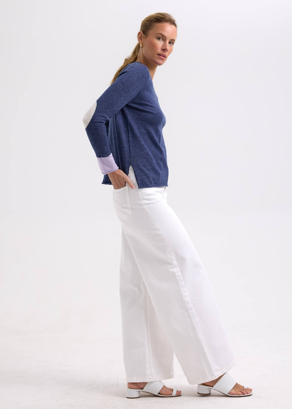 Zaket & Plover - Elbow Patch Jumper - Denim ZP7706