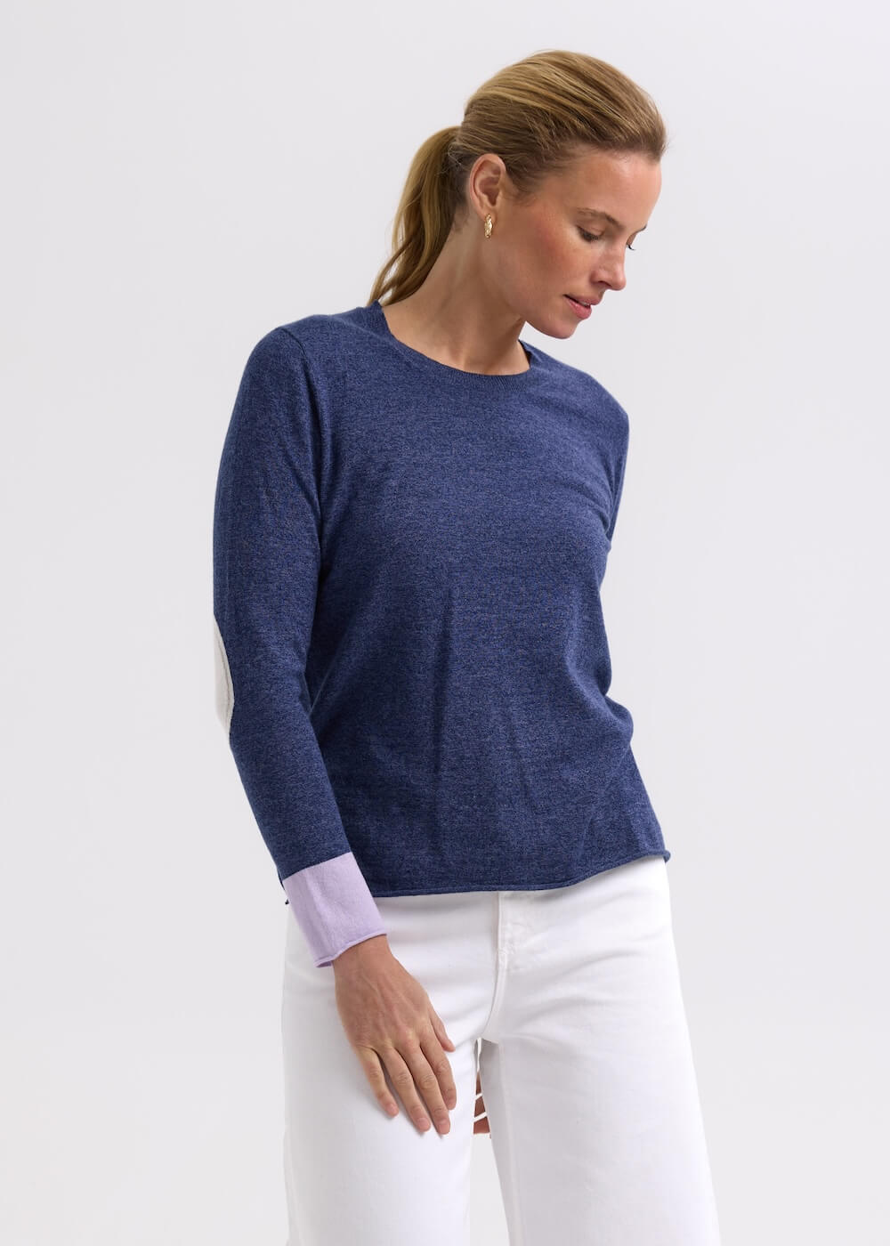Zaket & Plover - Elbow Patch Jumper - Denim ZP7706