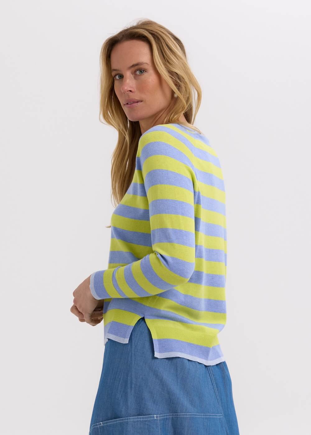 Zaket & Plover - Essential Stripe V Top - Blueberry ZP7701