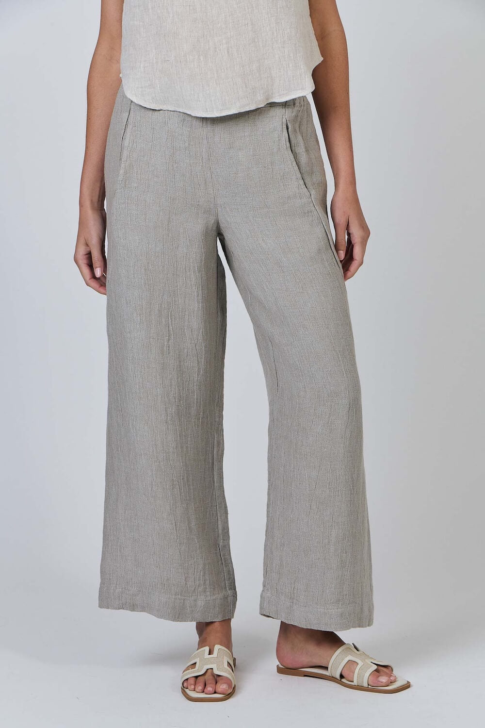 Naturals by O & J - Wide Leg Tailored Pants - Cement (GA398)