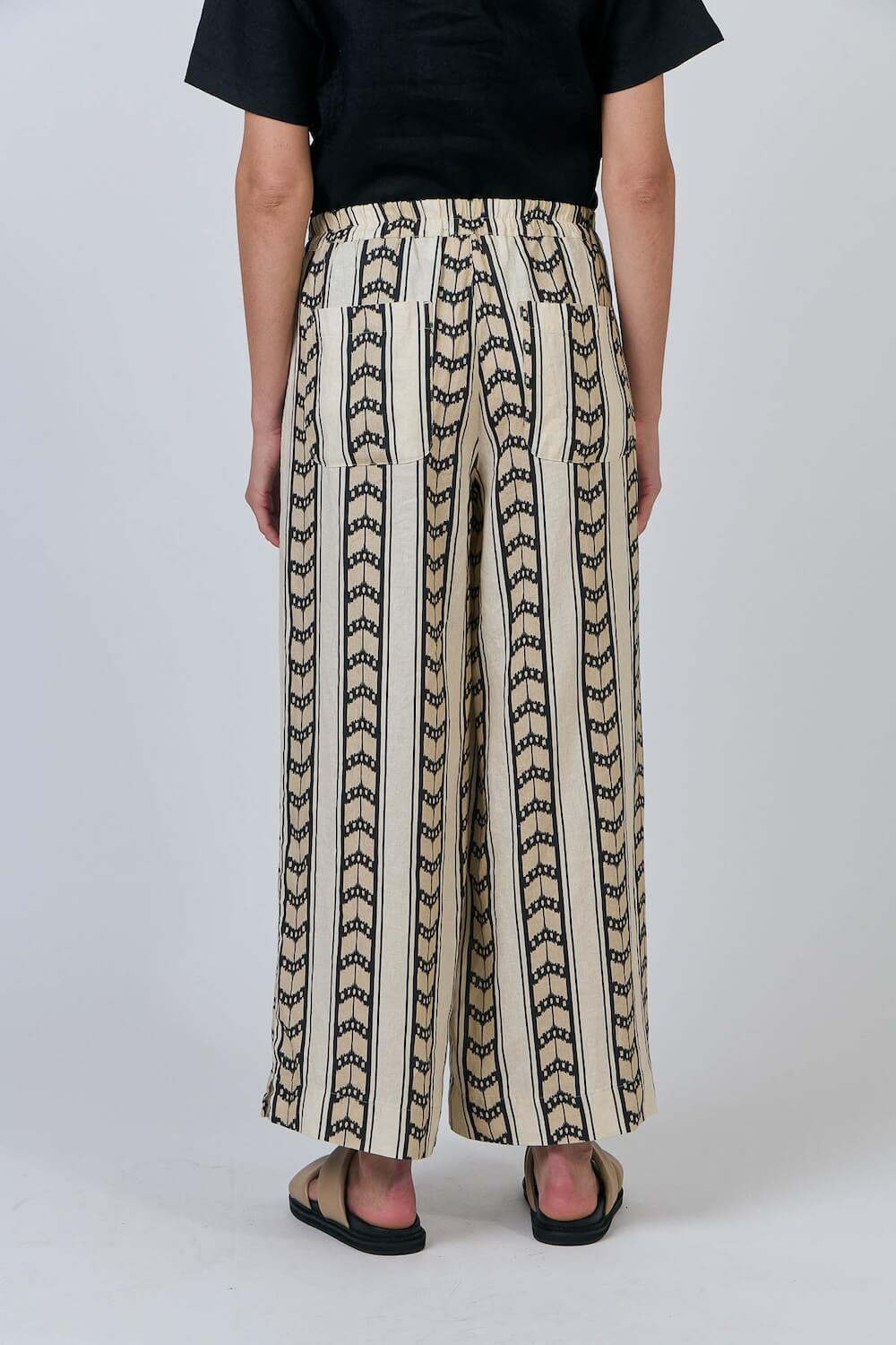 Naturals by O & J - Wide Leg Linen Pants - Chevron (GA578)