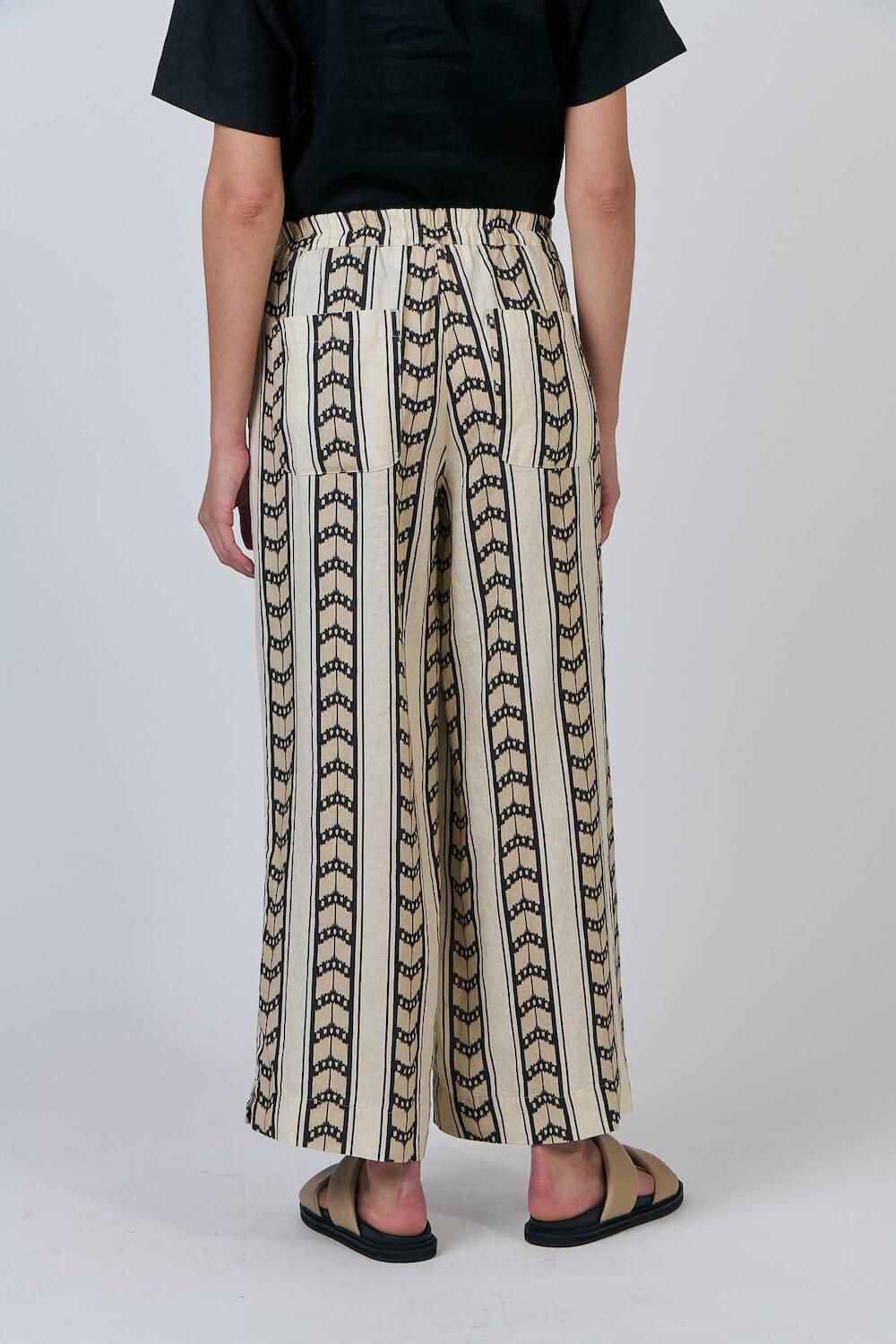 Naturals by O & J - Wide Leg Linen Pants - Chevron (GA578)