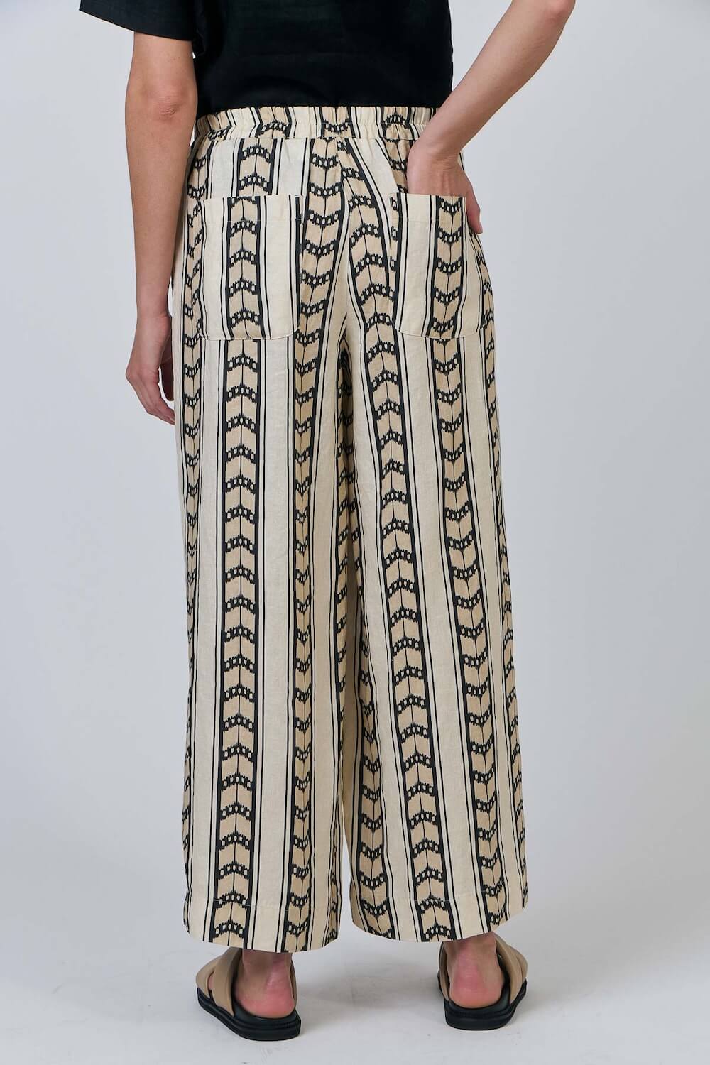 Naturals by O & J - Wide Leg Linen Pants - Chevron (GA578)