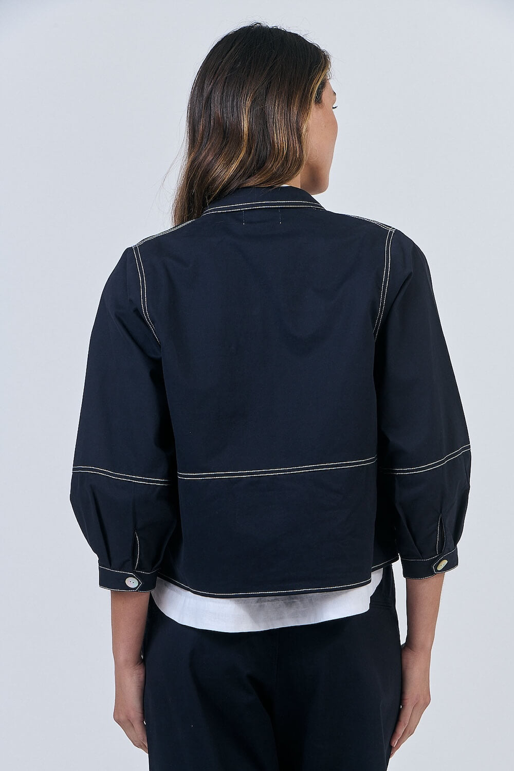 Naturals by O & J - Cotton Jacket with Statement Stitching - Maritime (GA598)