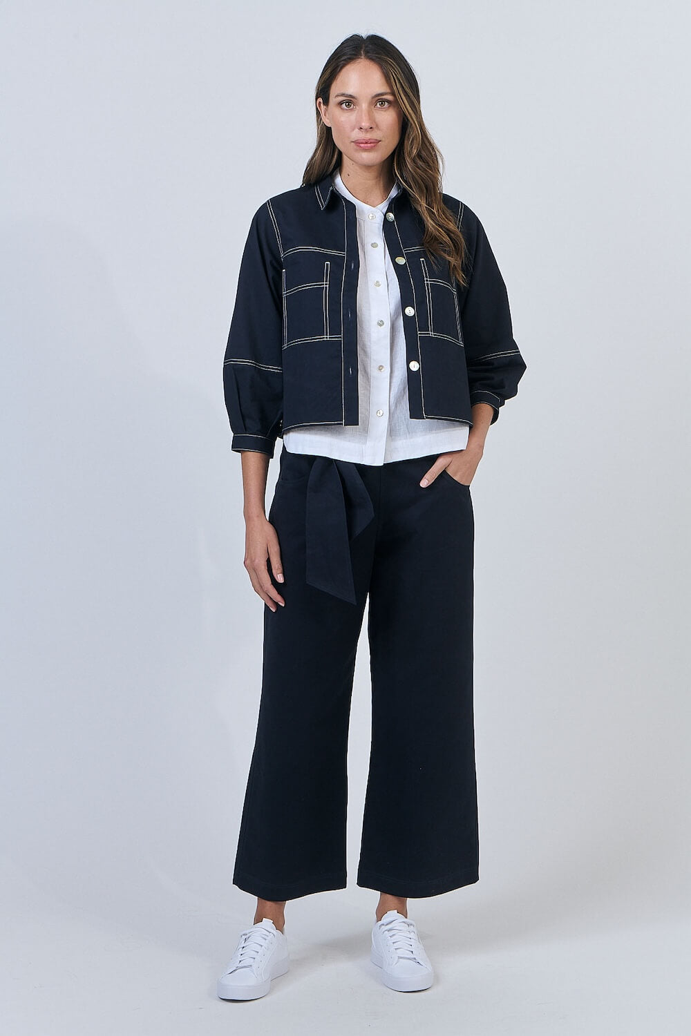 Naturals by O & J - Cotton Jacket with Statement Stitching - Maritime (GA598)