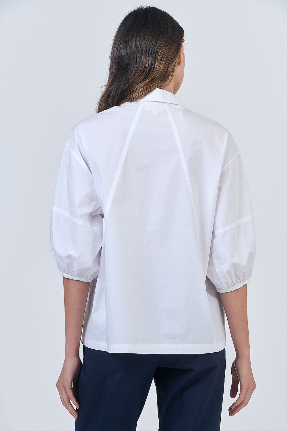 Naturals by O & J - Cotton Poplin Button Up Blouse - White (GA638)