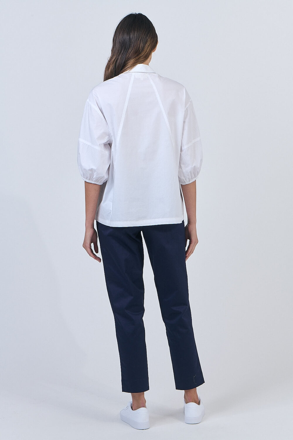 Naturals by O & J - Cotton Poplin Button Up Blouse - White (GA638)