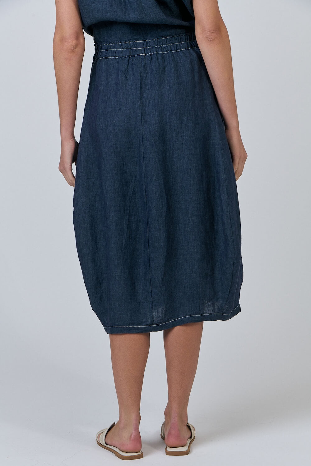 Naturals by O & J - Midi Linen Skirt (GA639) - Poseidon