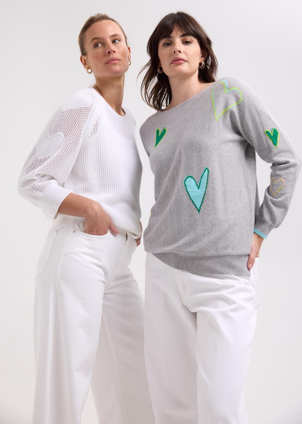 Zaket & Plover - Hearts on my Sleeve Top - White ZP7717