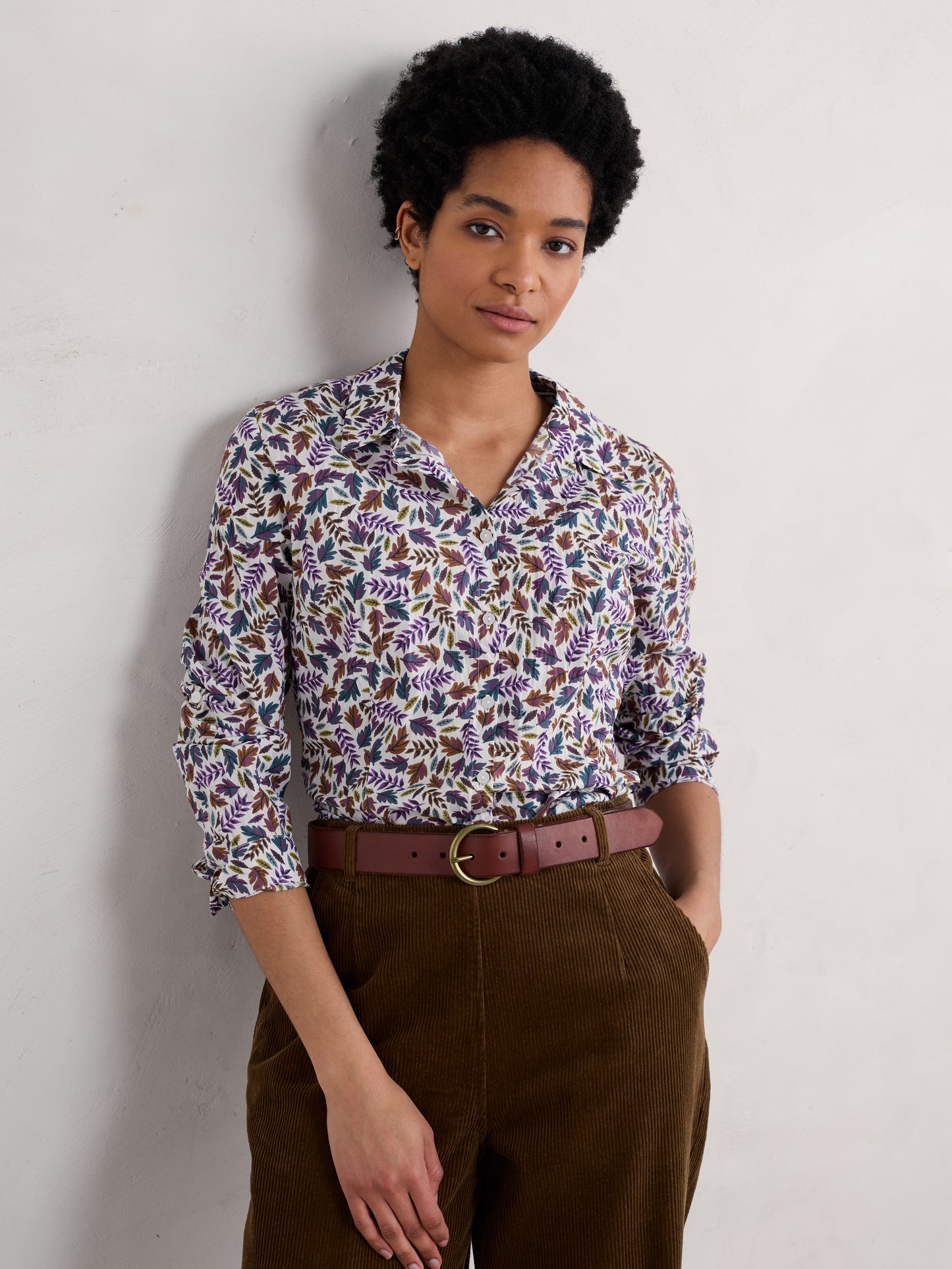 Seasalt 'Larissa Shirt' - Sunlit Leaves Chalk