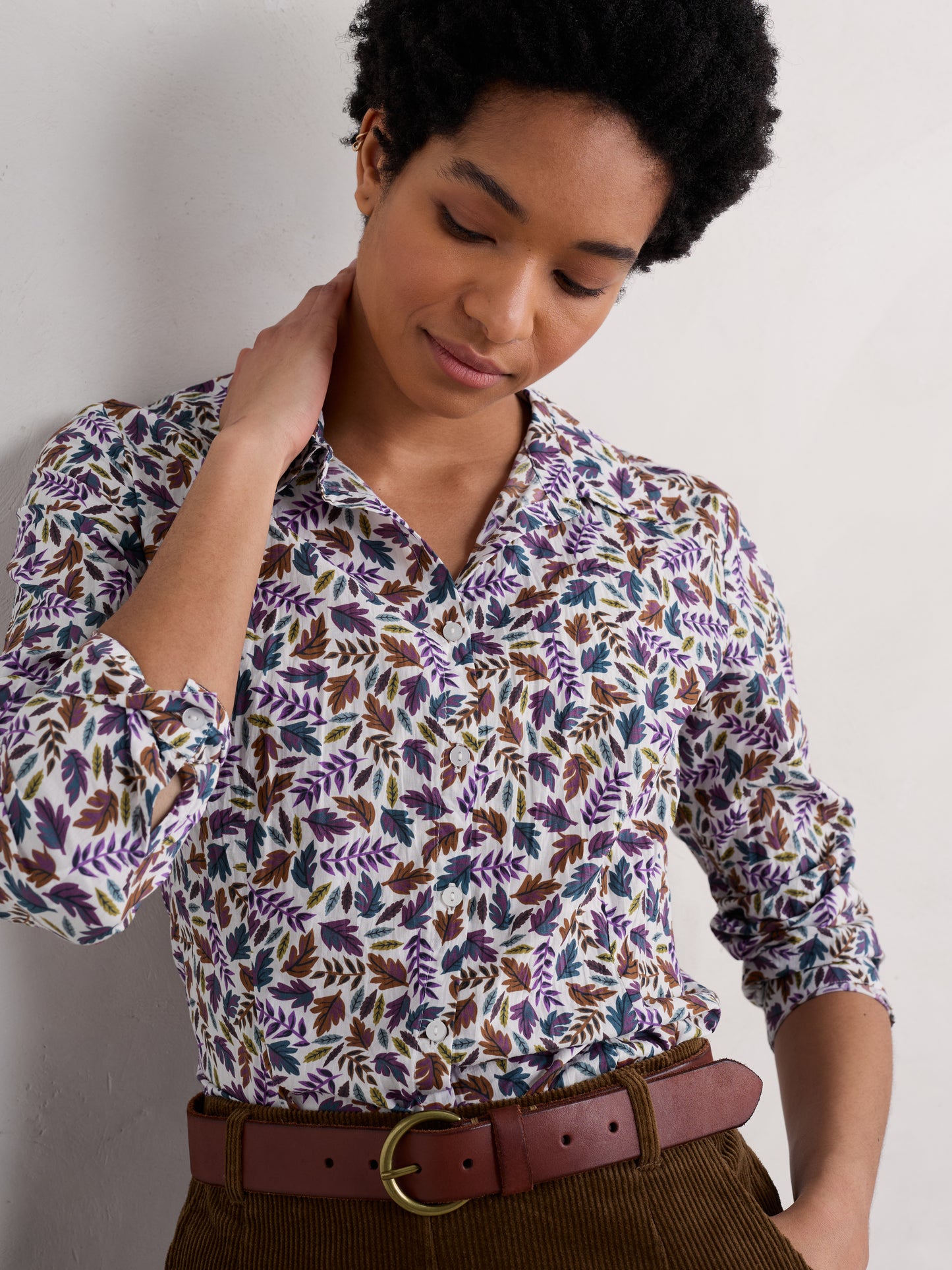 Seasalt 'Larissa Shirt' - Sunlit Leaves Chalk