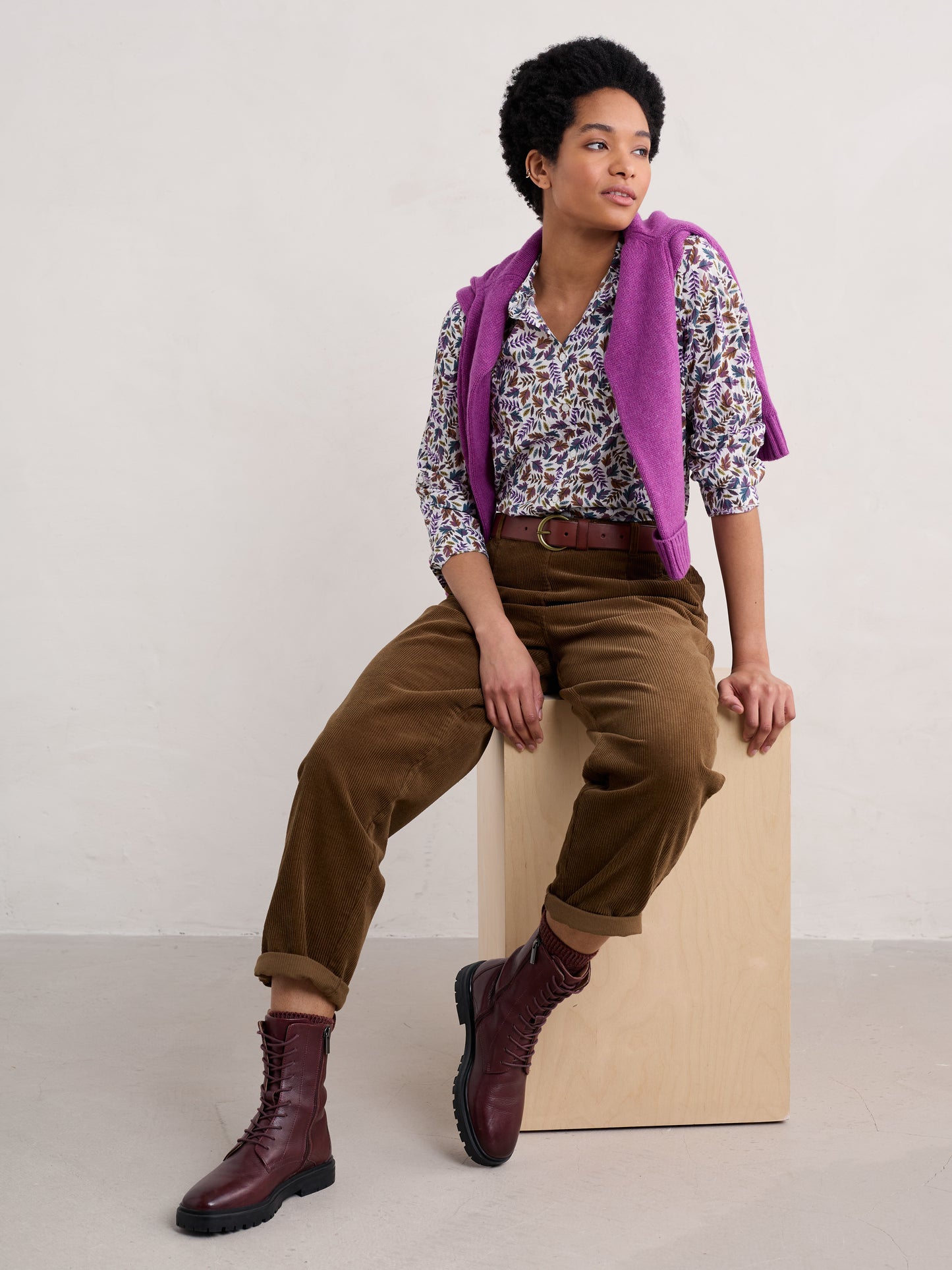 Seasalt 'Larissa Shirt' - Sunlit Leaves Chalk