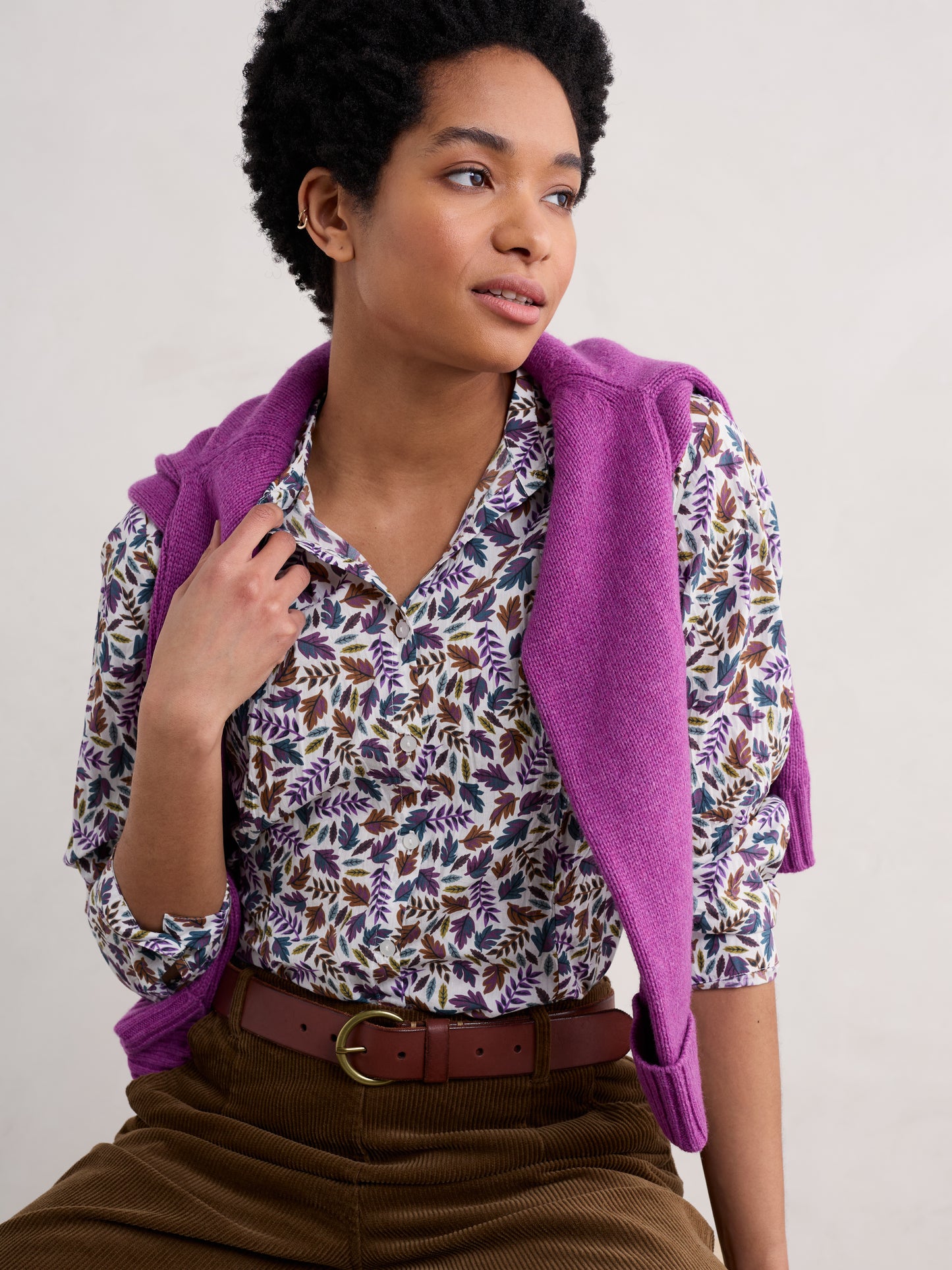 Seasalt 'Larissa Shirt' - Sunlit Leaves Chalk