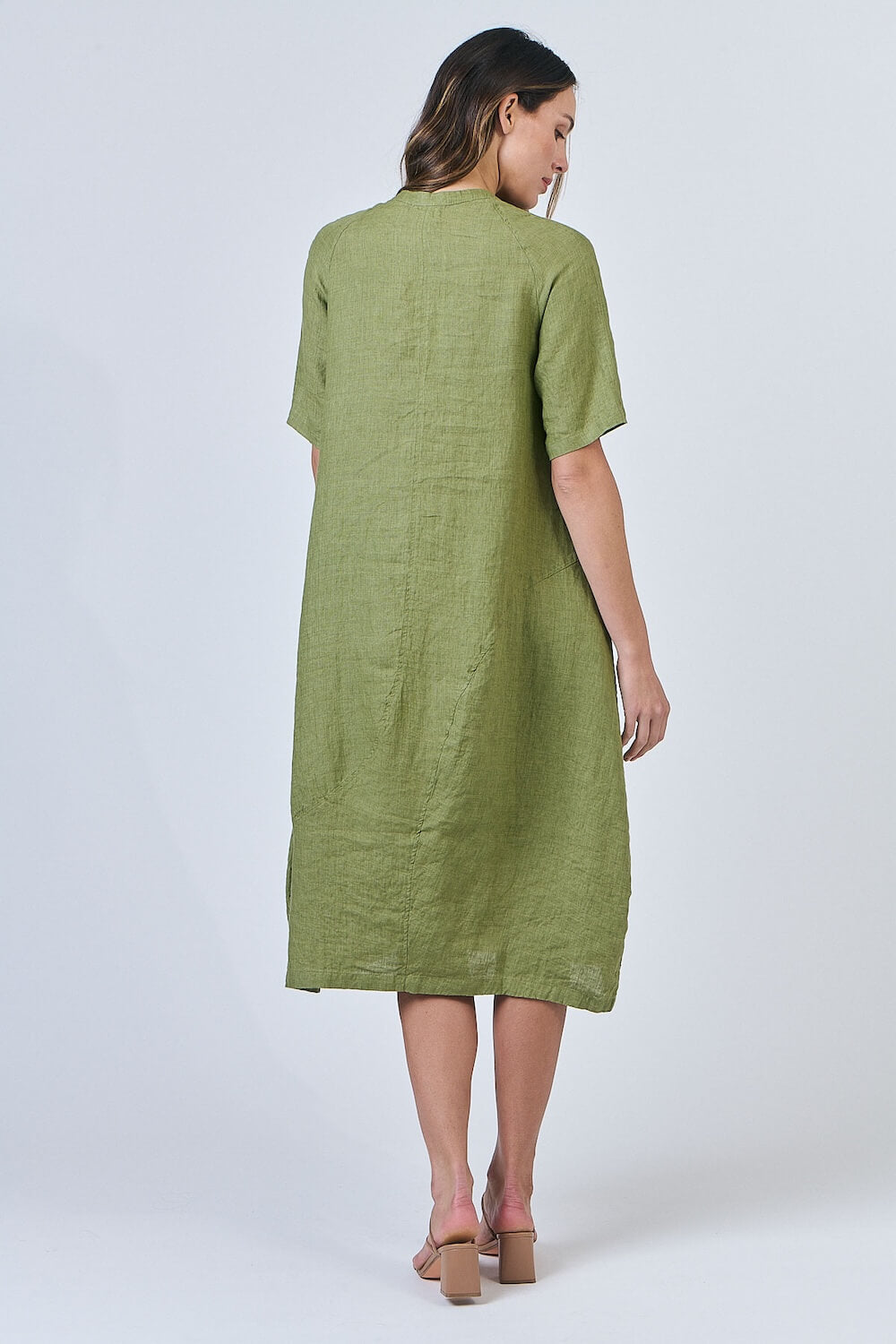 Naturals by O & J - Midi Smock Dress - Moss (GA608)