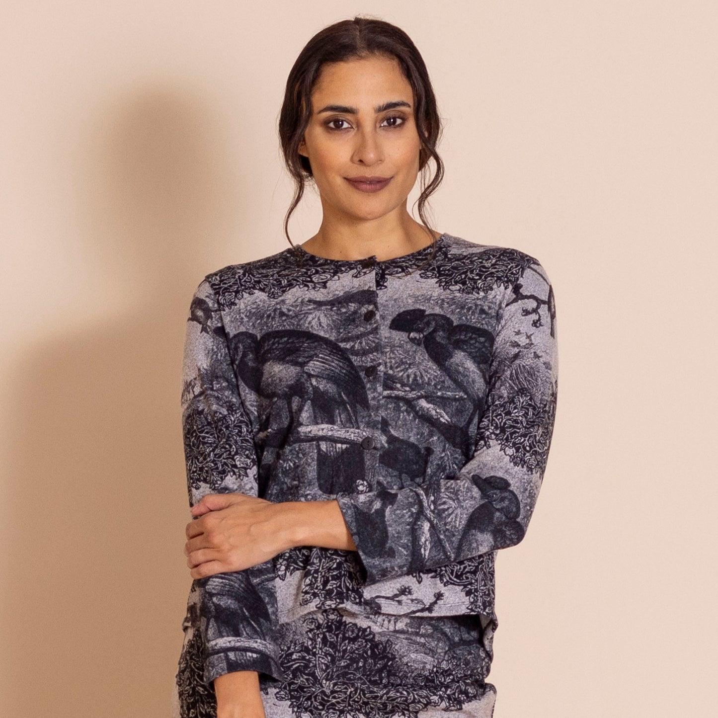 Megan Salmon Parrot Knit Balmoral Cardi