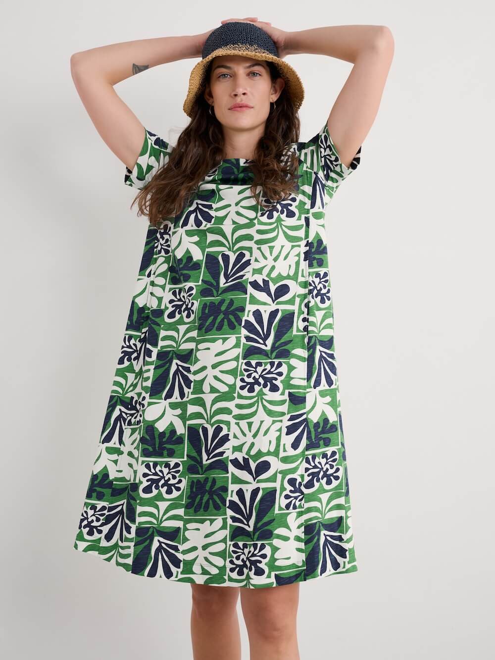 Seasalt - Short-sleeved Pipers Dress - Collage Seaweed Hedgerow