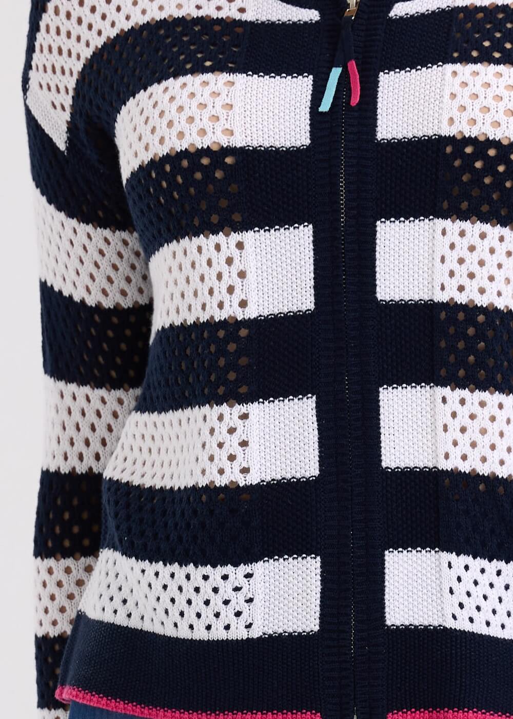 Zaket & Plover - Pointelle Zip Cardi - Navy ZP7718
