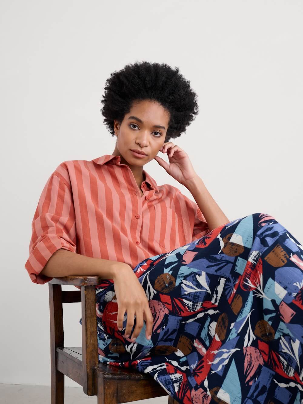 Seasalt - Sea Path Shirt - Scallion Stripe Dark Cinnamon
