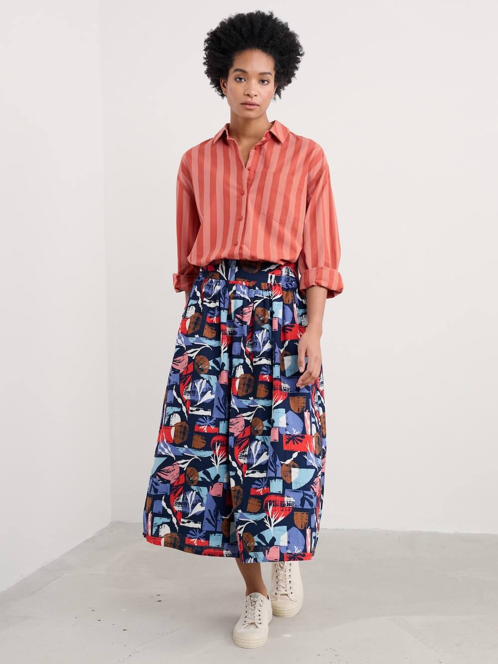 Seasalt - Sea Path Shirt - Scallion Stripe Dark Cinnamon