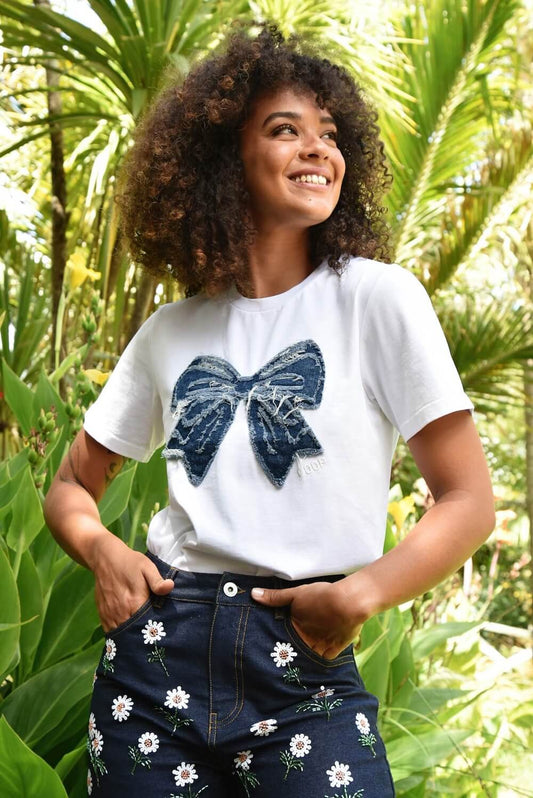 Trelise Cooper - Simply Bowtiful T-Shirt - White & Denim