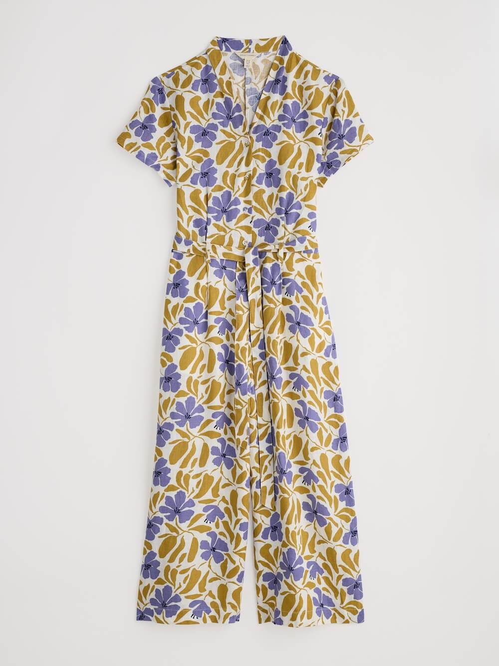 Seasalt - Treen Cove Jumpsuit - Leafy Floral Chalk Pear
