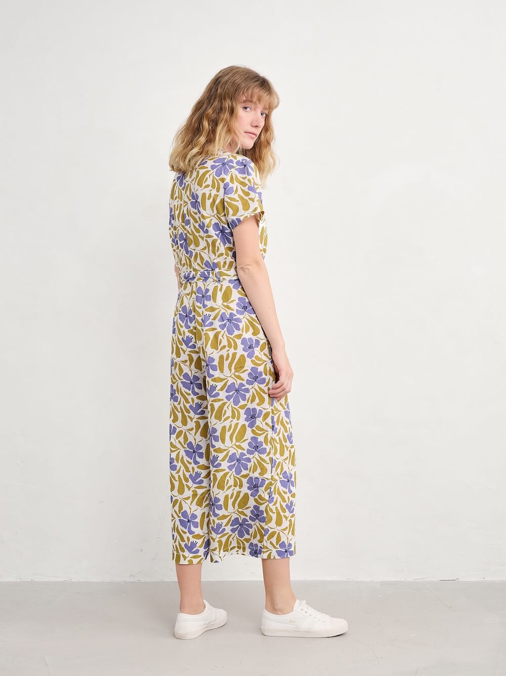 Seasalt - Treen Cove Jumpsuit - Leafy Floral Chalk Pear
