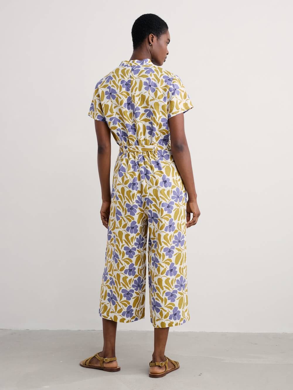 Seasalt - Treen Cove Jumpsuit - Leafy Floral Chalk Pear