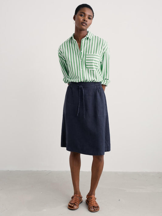 Seasalt - Sea Path Shirt - Mini Scallion Stripe Hedgerow