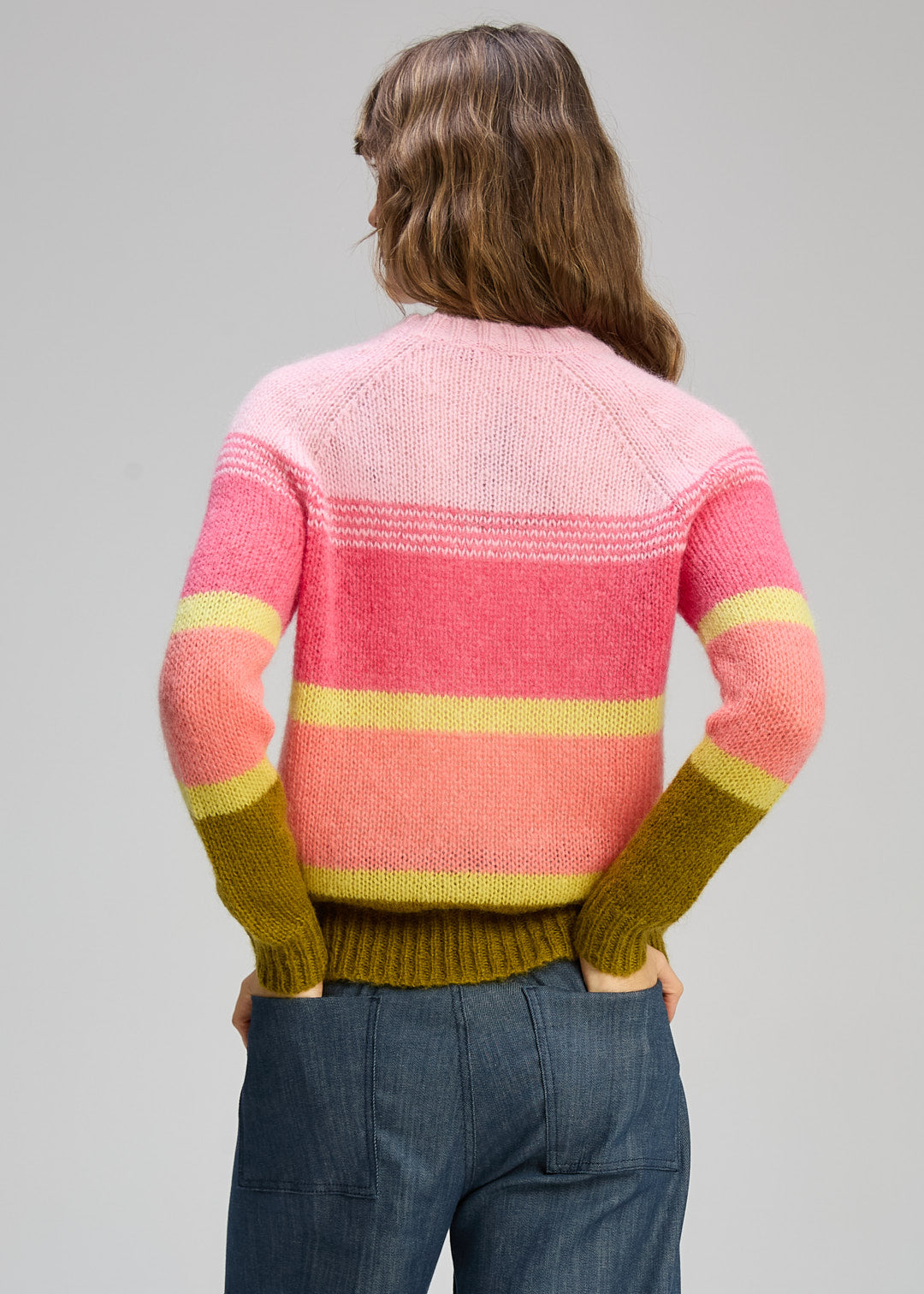 Zaket & Plover - Kid Mohair Lines Crew - Neon Sorbet - ZP8139