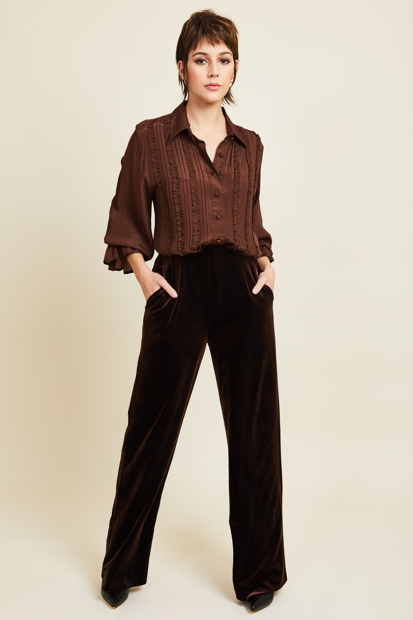 Kamare Surry Velvet Pants - Chocolate