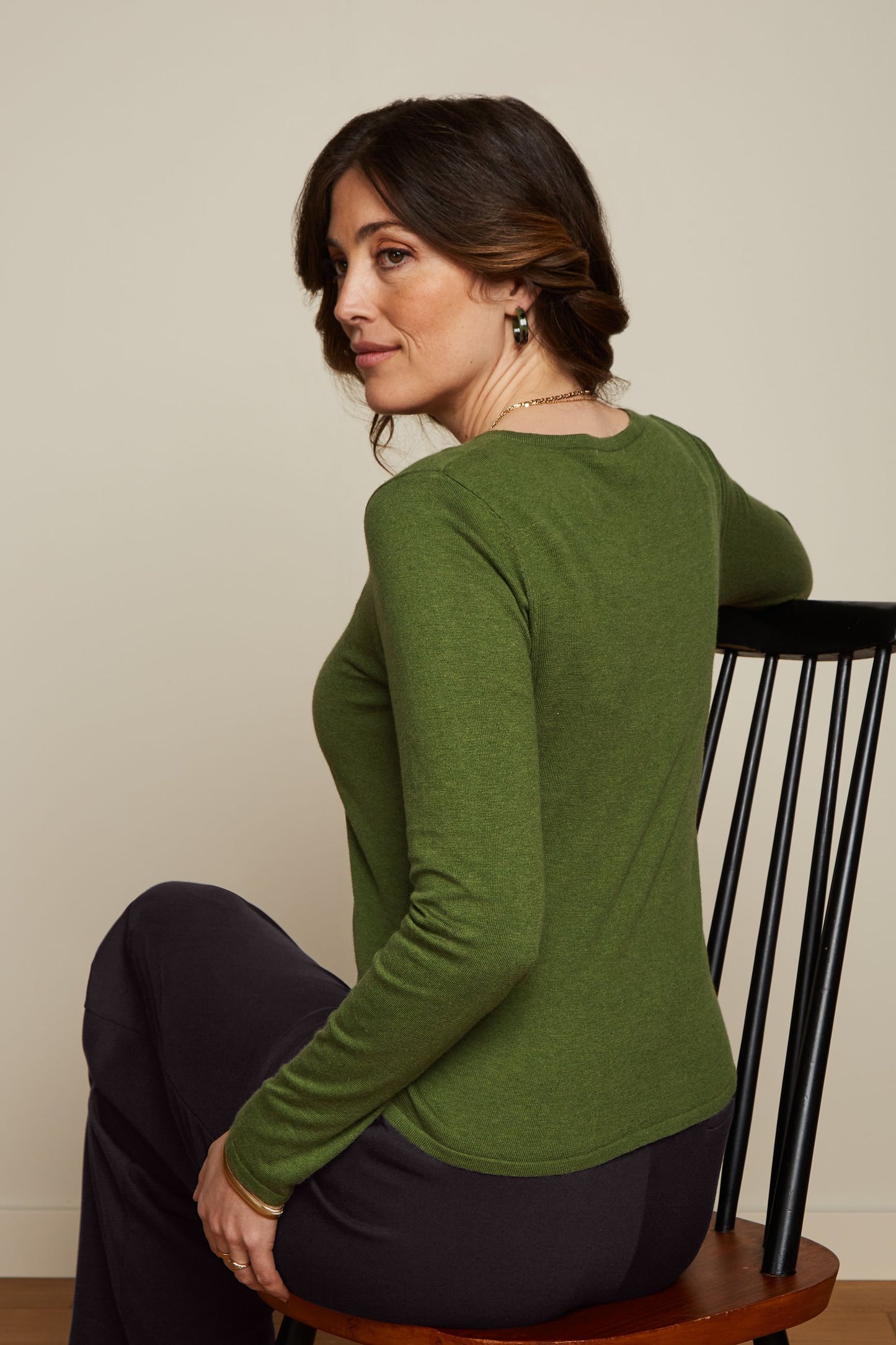 King Louie Cardi Roundneck Cocoon - Posey Green