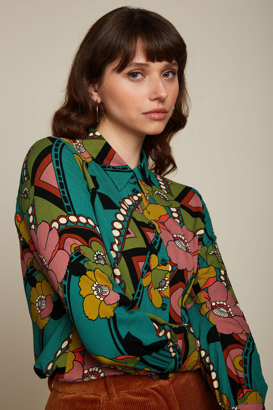 King Louie Winona Blouse Lovechild - Antique Green