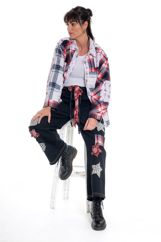 Cienna - Patchwork Jeans (CD-108) - Black
