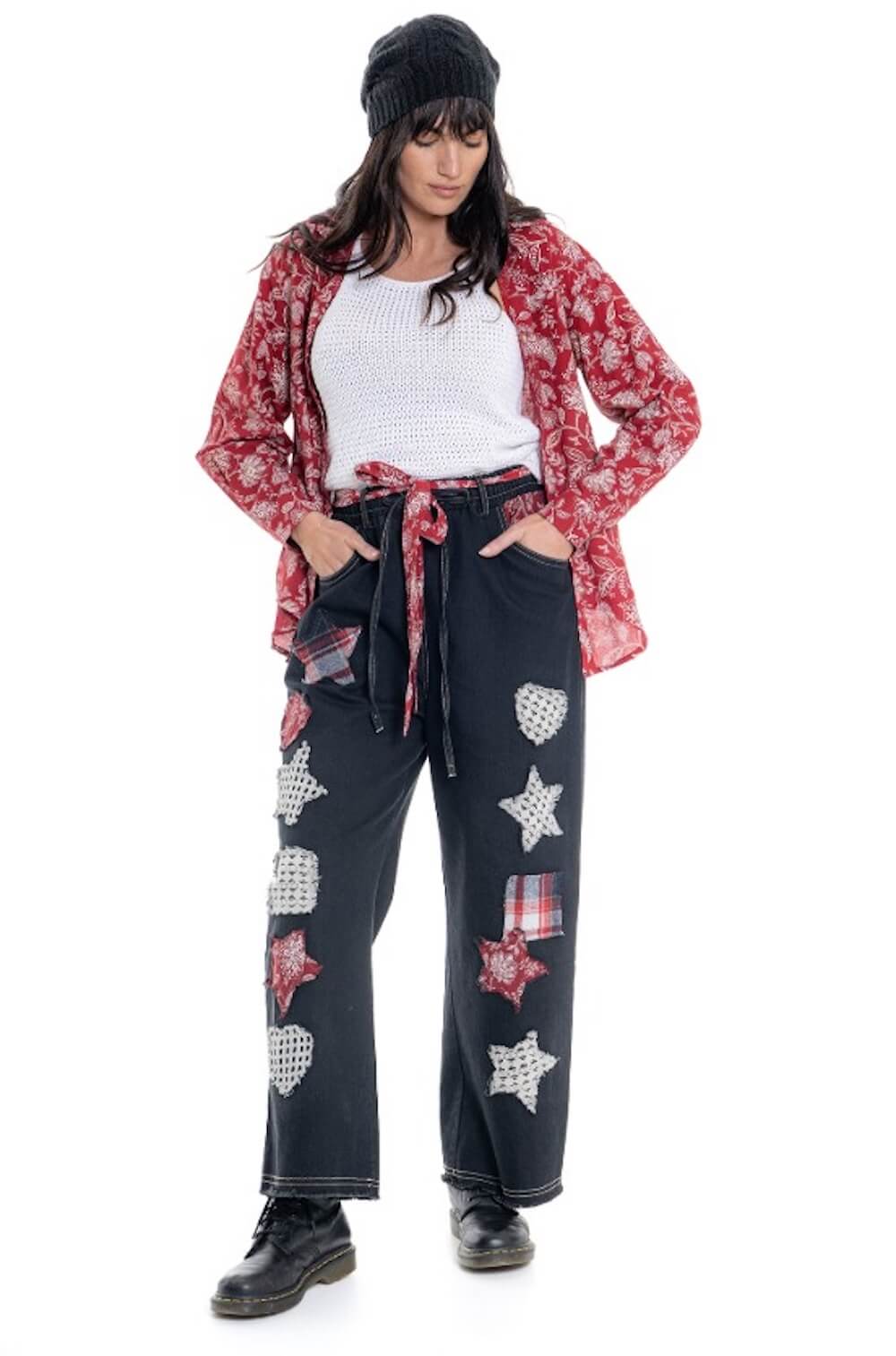 Cienna - Patchwork Jeans (CD-108) - Black