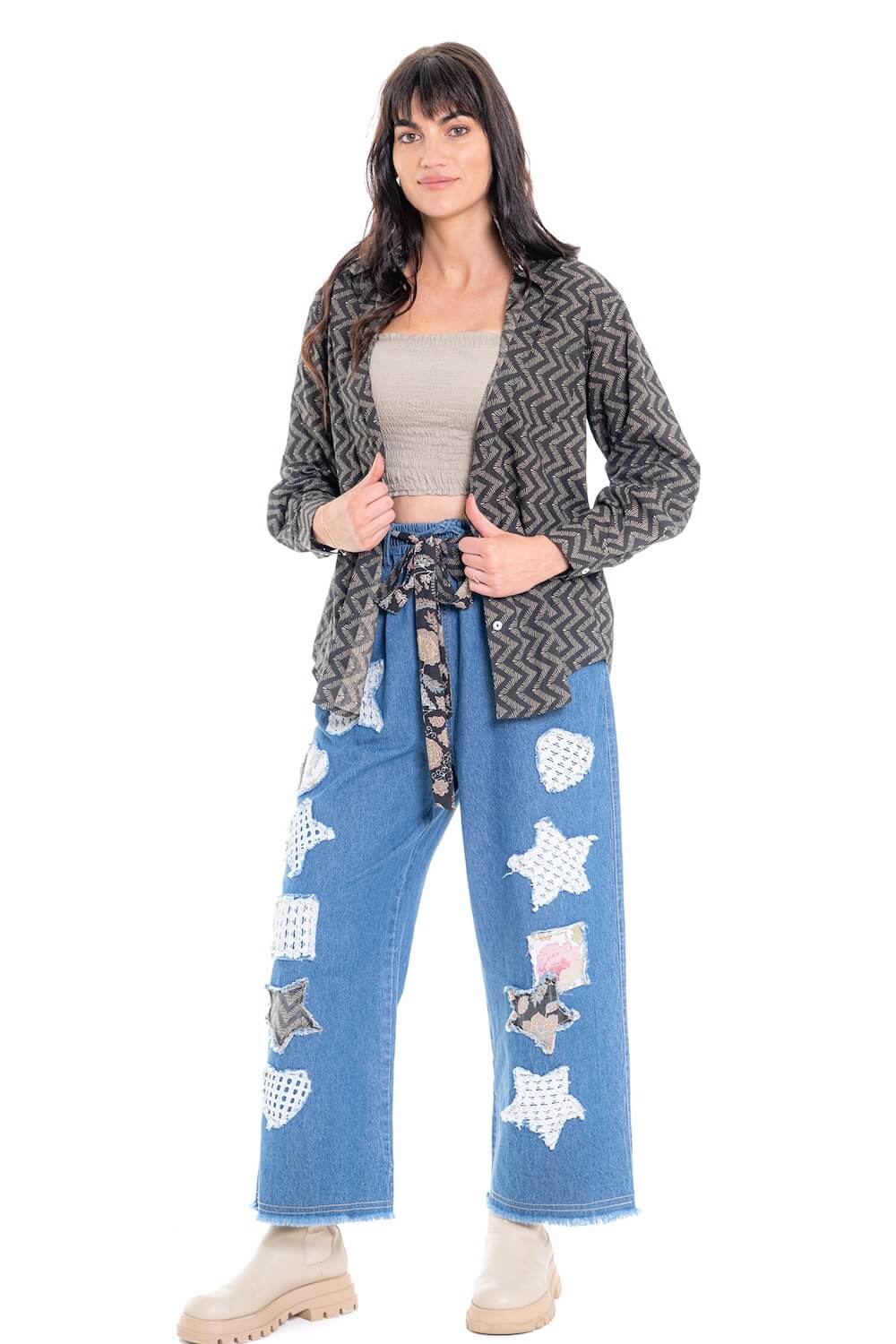 Cienna - Patchwork Jeans (CD-108) - Blue