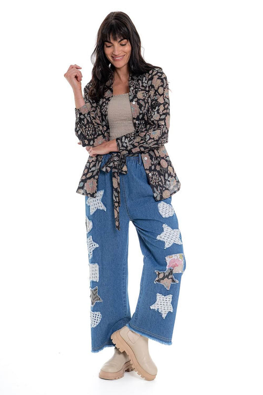 Cienna - Patchwork Jeans (CD-108) - Blue