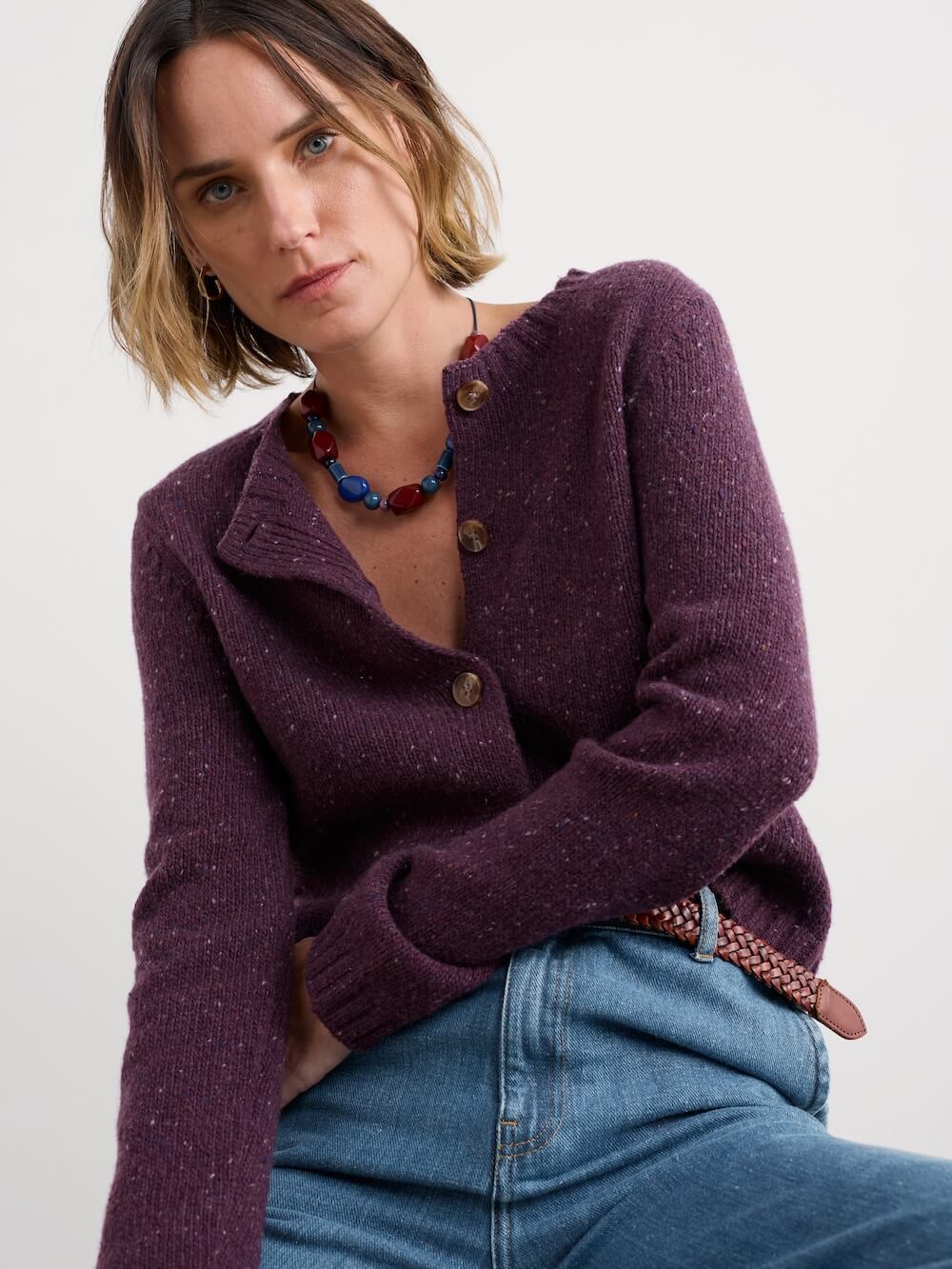 Seasalt - Dawson Pick Merino Cardigan - Grape