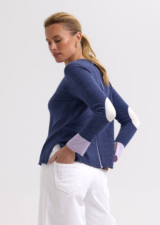 Zaket & Plover - Elbow Patch Jumper - Denim ZP7706