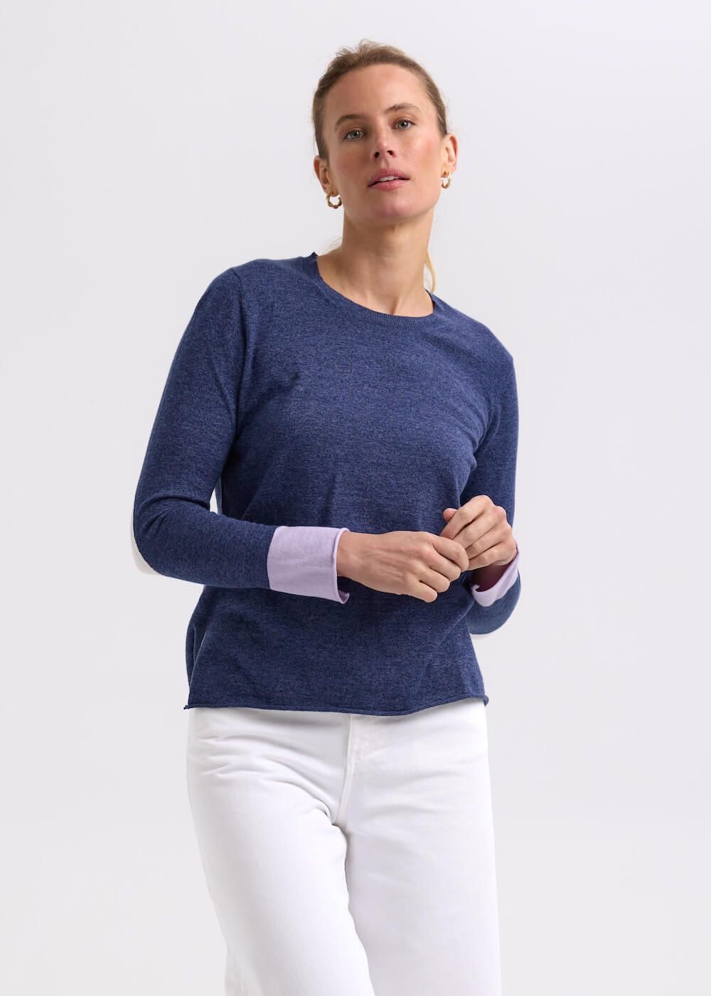 Zaket & Plover - Elbow Patch Jumper - Denim ZP7706