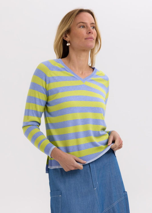Zaket & Plover - Essential Stripe V Top - Blueberry ZP7701