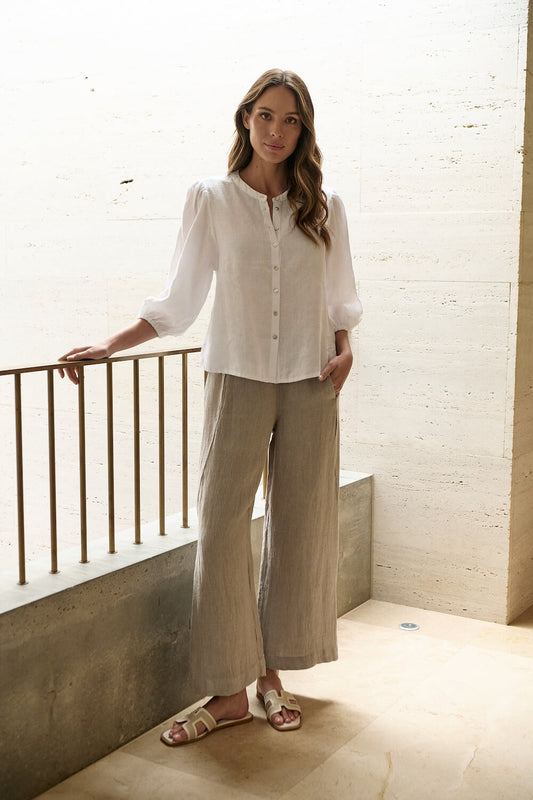 Naturals by O & J - Wide Leg Tailored Pants - Cement (GA398)