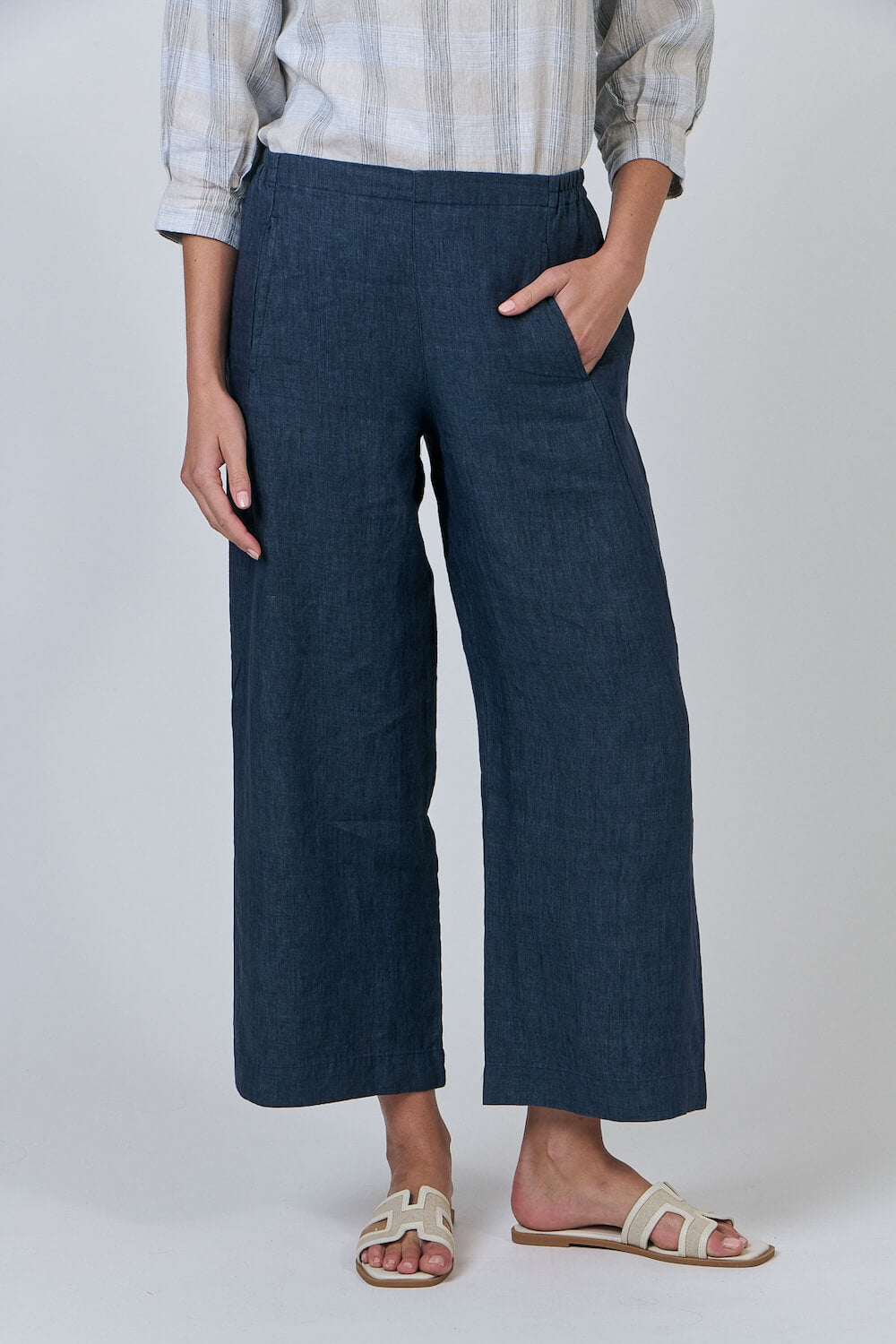 Naturals by O & J - Wide Leg Tailored Pants - Poseidon (GA398)