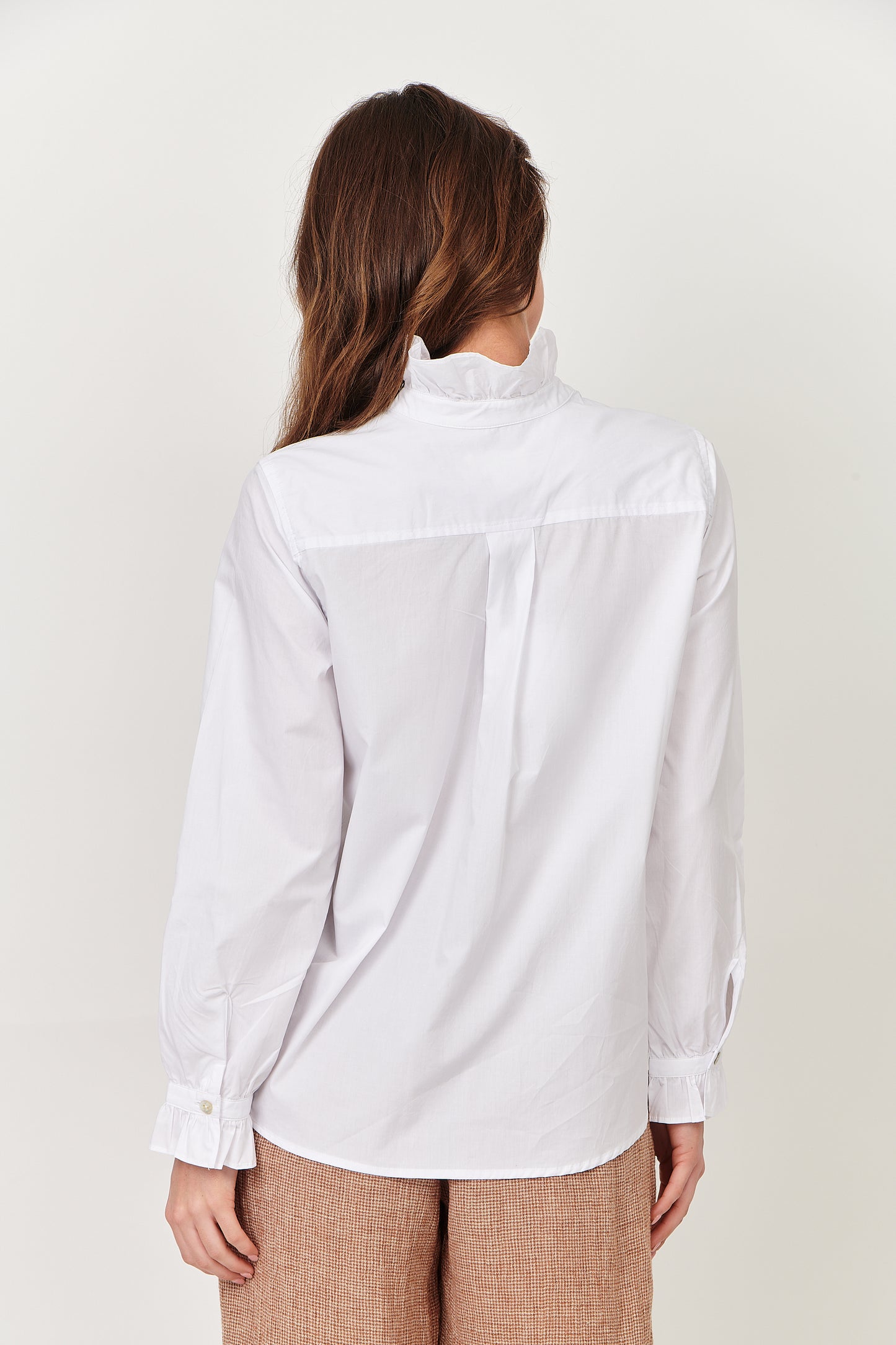 Naturals by O & J Ruffle Collar Shirt - White GA491