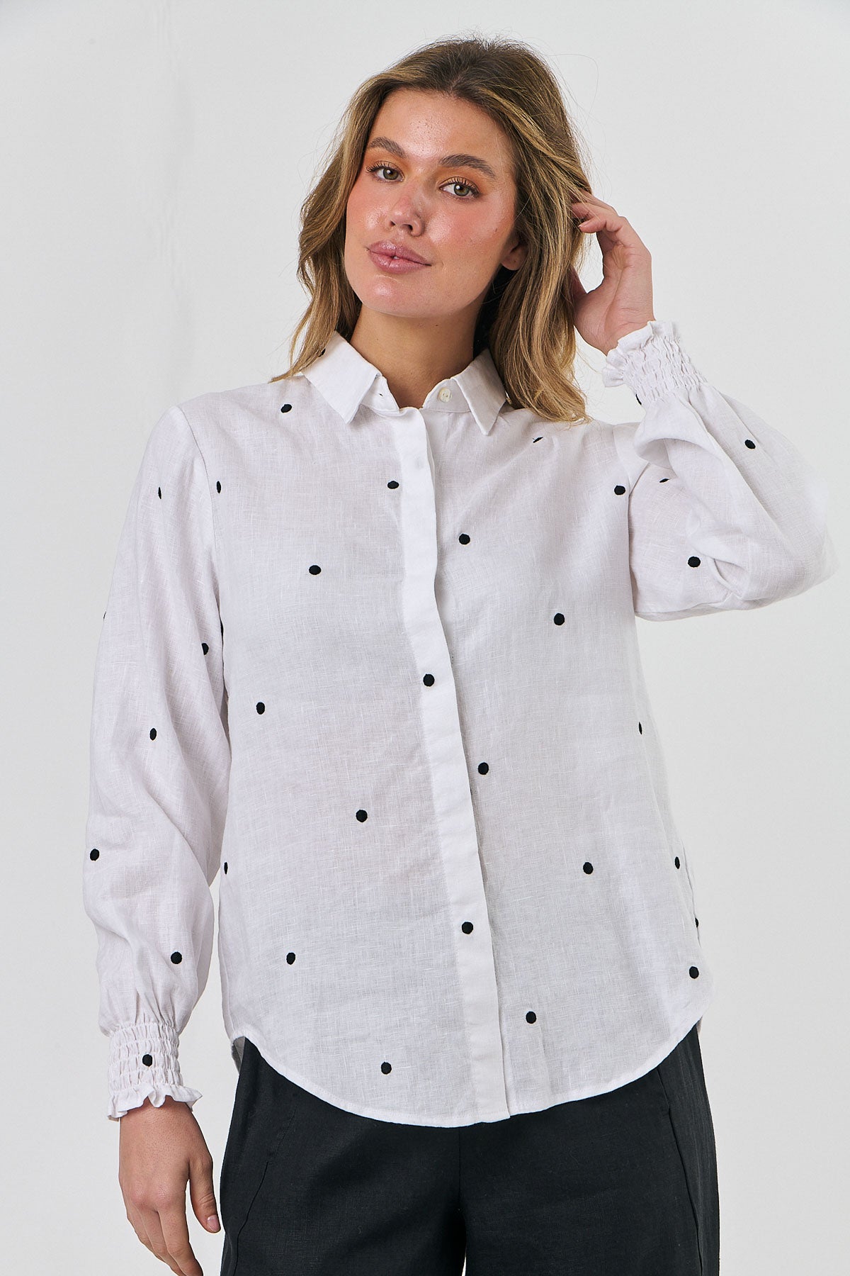 Naturals by O & J Linen Shirt - Dalmation (GA563)