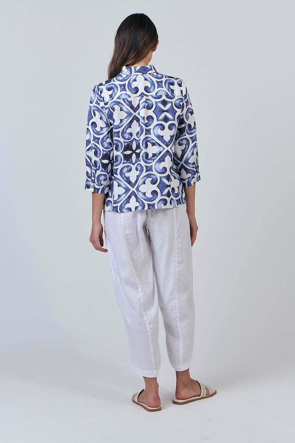 Naturals by O & J - Button Up Collared Blouse - Corfu (GA569)